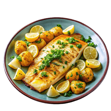 Filé de Peixe Assado com Batatas
